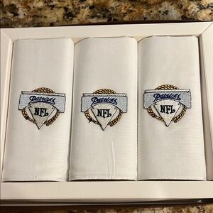 Patriots NFL Embroidered White Cloth Napkins - Set of 3 Vintage